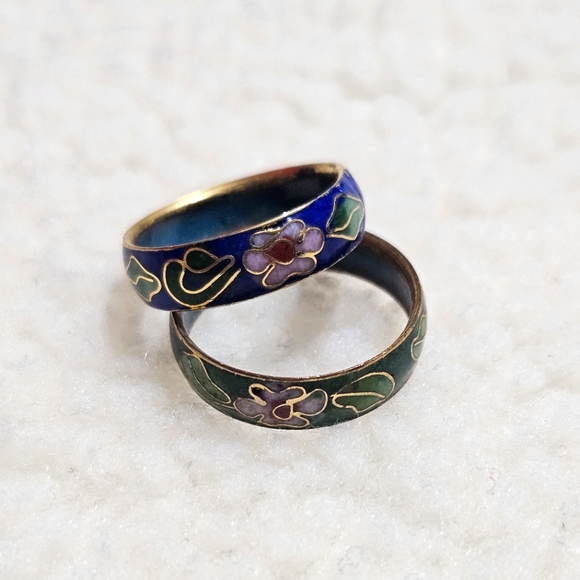 Jewelry - Vintage Lot of 2 Cloisonne Enamel Rings, Size 9&10